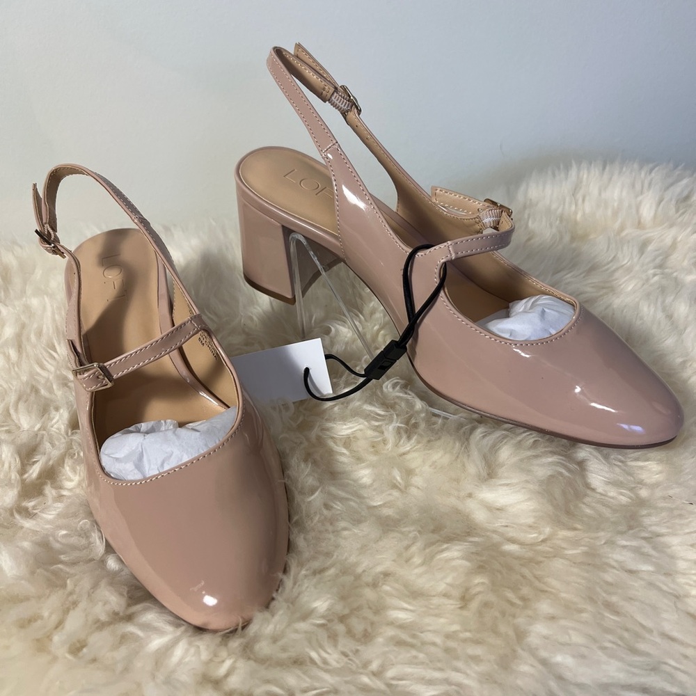 Loft Blush/Nude Women's Patent Block Heels Size 8, NIB